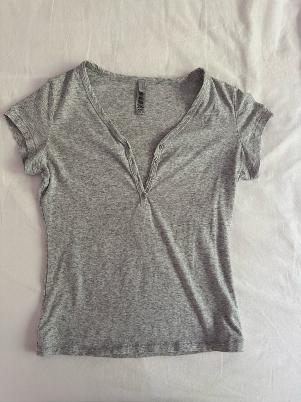 SKIMS Heather gray cotton jersey button up top
